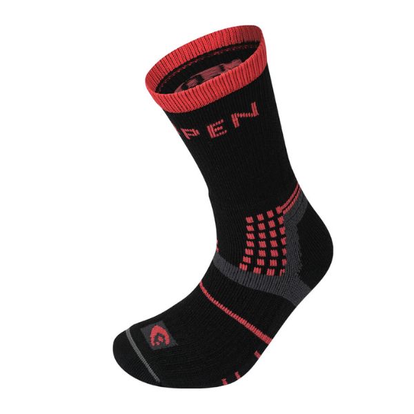 Mitjons de Muntanya T3 Midweight Hiker Eco Dona Negre-Vermell - LORPEN